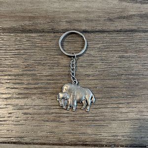 Pewter Buffalo Bison Keychain